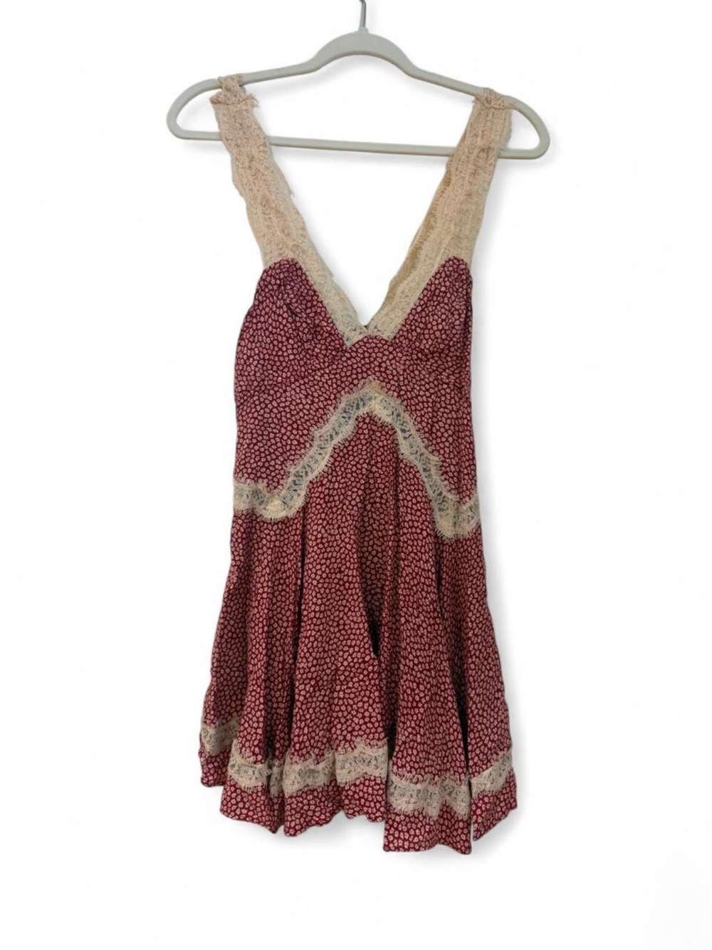 Urban Outfitters Floral Mini Dress in Red & Cream Size XS Like New